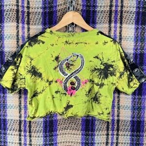 Empyre Shirt Medium Green Tie Dye Cropped Snake Skull Streetwear Tee